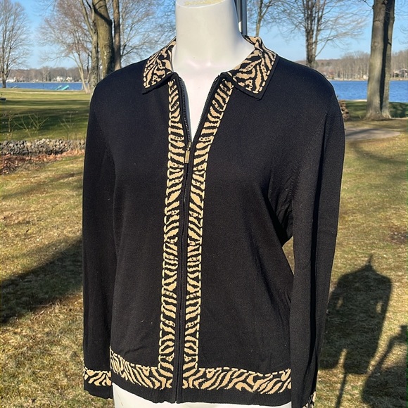 Alfred Dunner zip-up cotton-blend sweater S-M - Picture 4 of 9